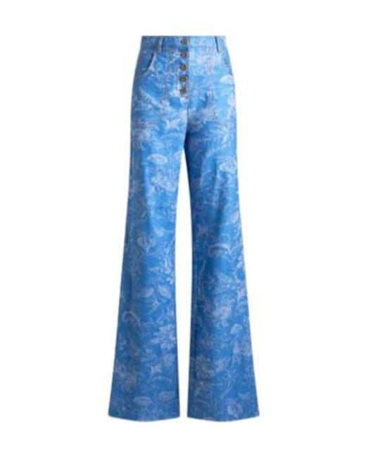 Etro Blue Paisley Motif High Waist Jeans
