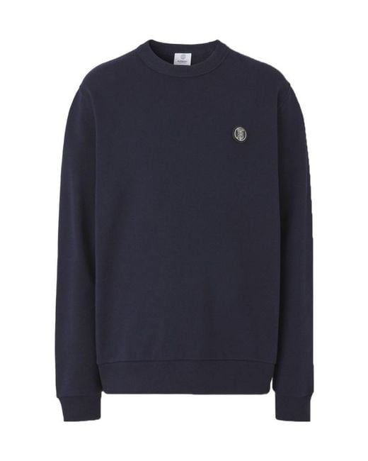 Burberry Blue Monogram-Appliqué Cotton Sweatshirt for men