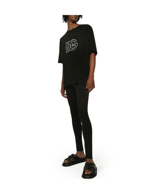 Dolce & Gabbana Black Logo-Printed Short-Sleeved T-Shirt for men