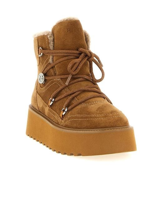 Pinko Brown Lace-Up Suede Ankle Boots