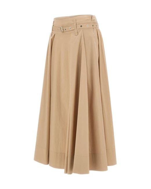 Liu Jo Natural Pleated Belted Midi Skirt