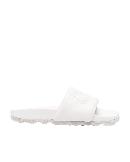 Off-White c/o Virgil Abloh White Bookish Sponge Logo-Embroidered Slides for men