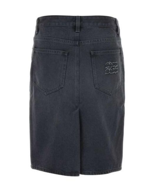 Miu Miu Blue Logo-Appliqué Denim Mini Skirt