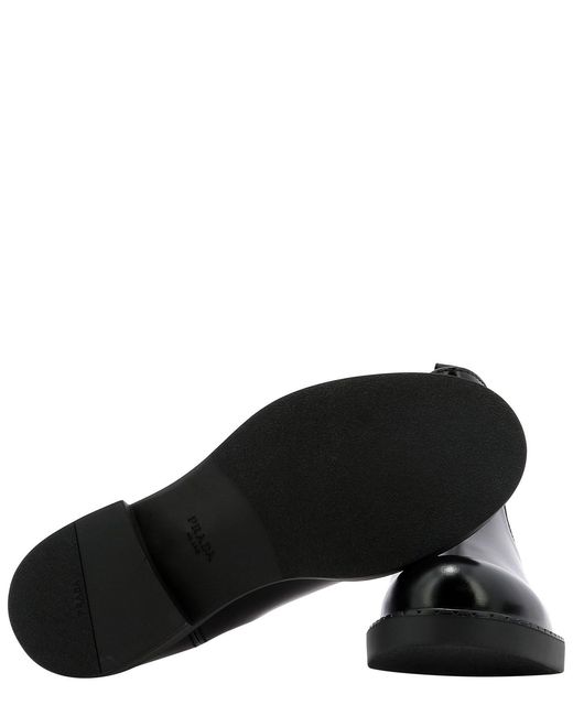 Prada Black Brushed Leather Chelsea Boots for men