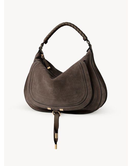 Chloé Brown Chloé Logo Debossed Foldover Top Tote Bag