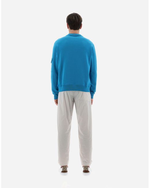 Herno Blue Flap-Pocket Detailed Crewneck Sweatshirt for men