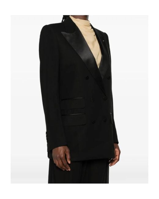 Tom Ford Black Double-Breasted Buttoned Blazer