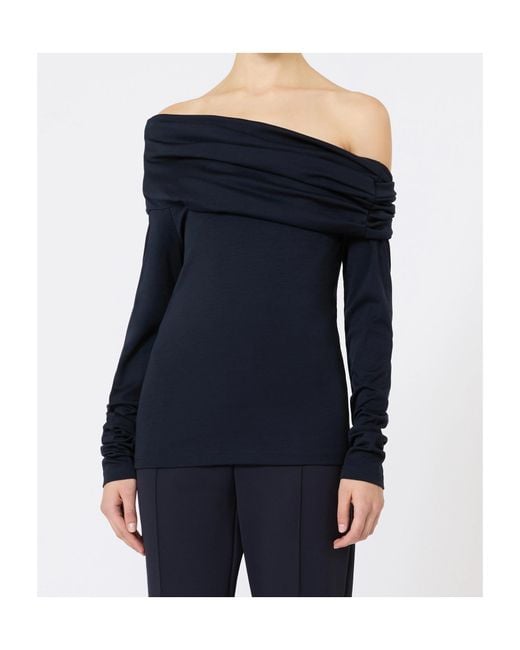 Max Mara Black Off-The-Shoulder Long-Sleeve Top
