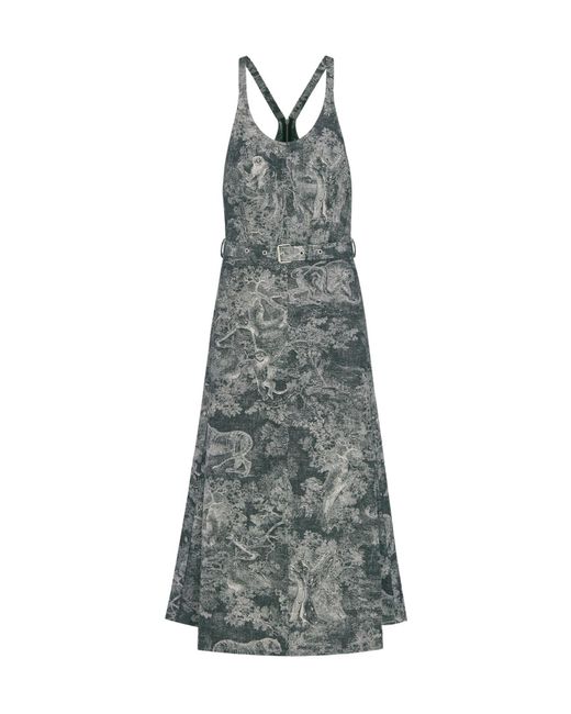 Dior Gray Iviera Mid-Length Belted Dress