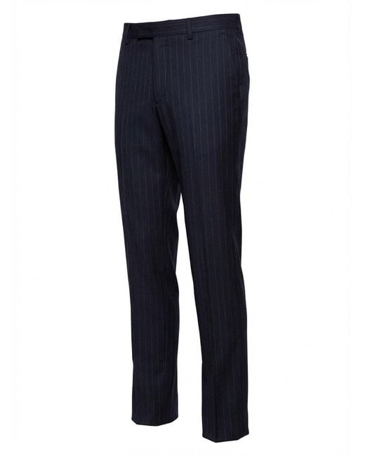 Gucci Blue Pinstripe Wool Trousers for men