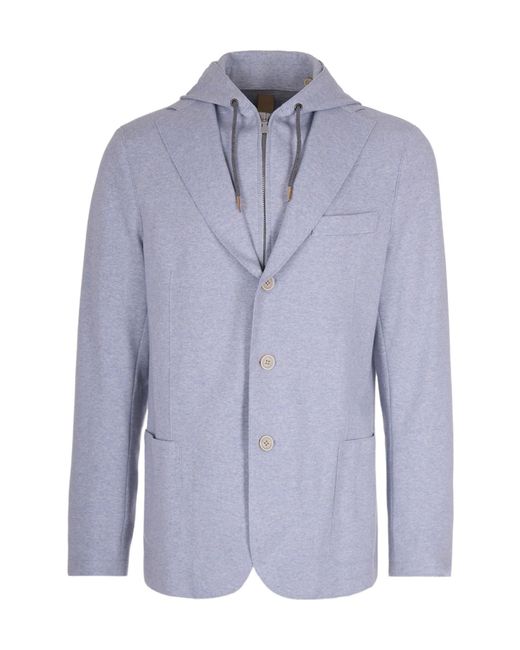 Eleventy Blue Drawstring Hooded Jacket for men
