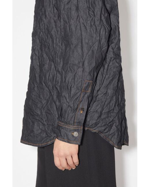Acne Blue Crinkled Denim Shirt Jacket for men