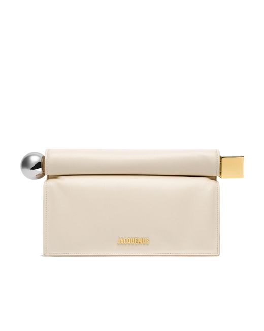Jacquemus Natural La Pochette Rond Carré Logo Plaque Clutch Bag