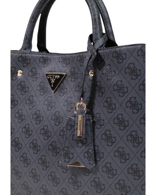 Guess Blue Monogram Top-Handles Tote Bag