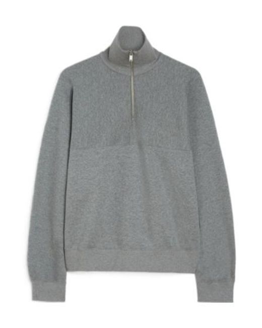 Jil Sander Gray Cotton Terry High-Neck Sweatshirt for men