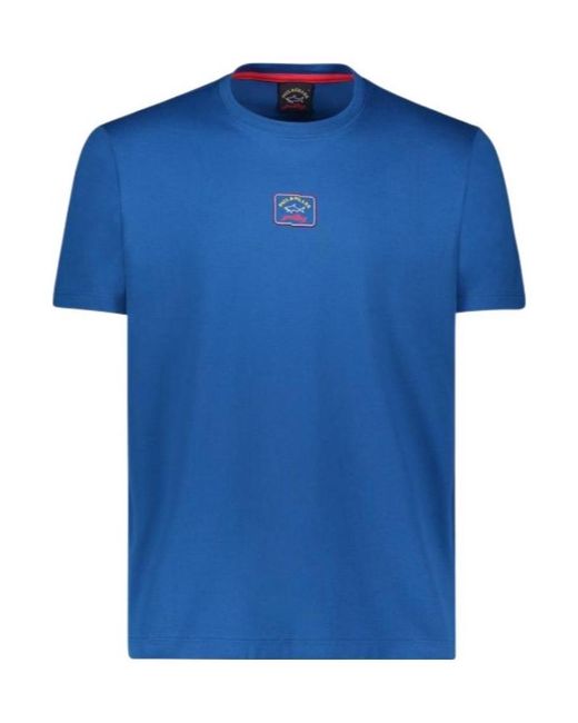 Paul & Shark Blue T-Shirt With Round Neck And Short Sleeves for men