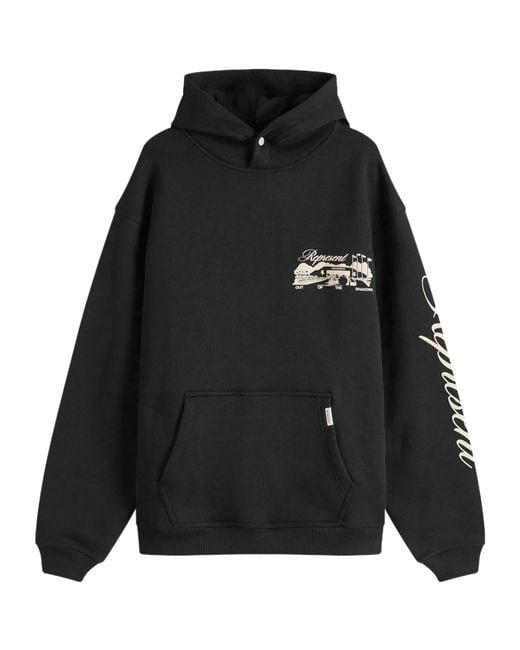 Represent Black Snap-Button Hooded Sweatshirt for men