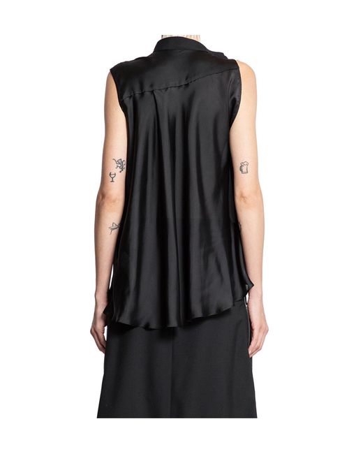 Sacai Black Sleeveless Tops