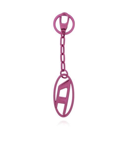 DIESEL Pink Oval D Metallic Keyring
