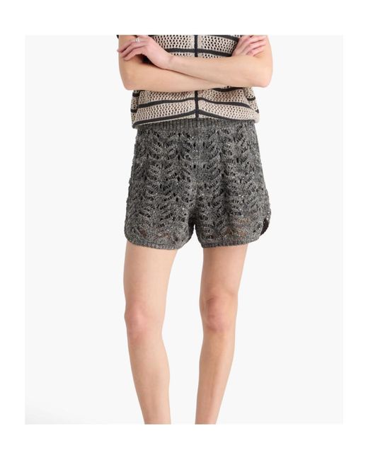 Brunello Cucinelli Gray Sequin Shorts