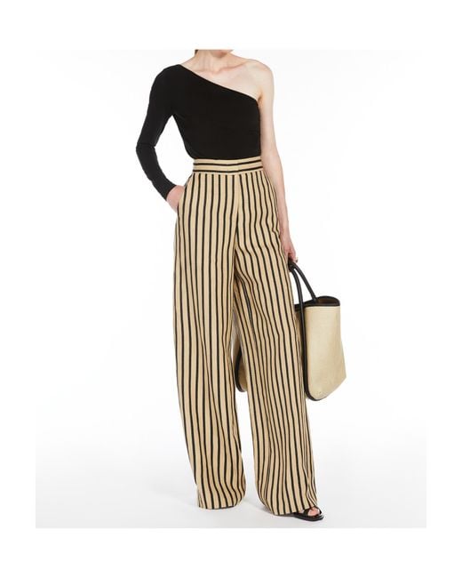 マックスマーラ CESTINO リネン コットン ストライプ パンツ Max Mara】Cestino リネン&コットン ストライプ パンツ