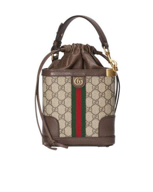 Gucci Brown Ophidia Gg-Canvas Bucket Bag
