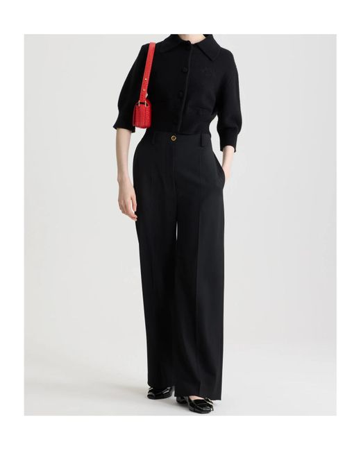 Patou Black Buttoned-Up Wool Cardigan