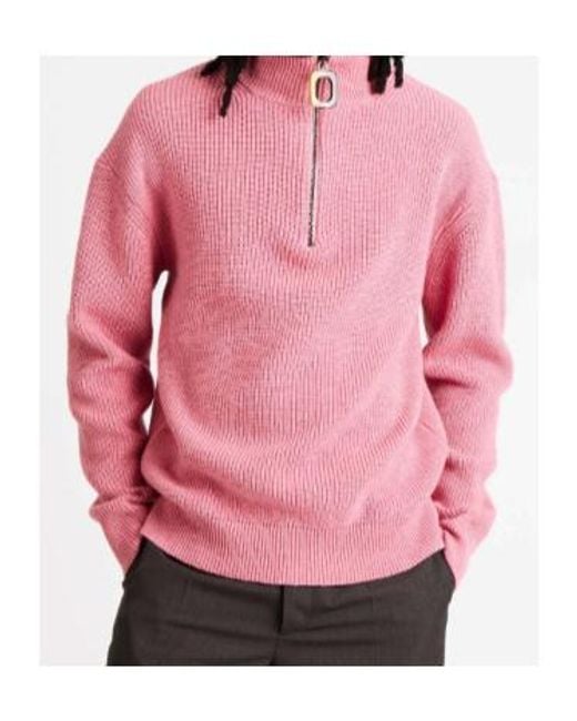 J.W. Anderson Pink Jw Anderson Half-Zip High Neck Knitted Sweater for men