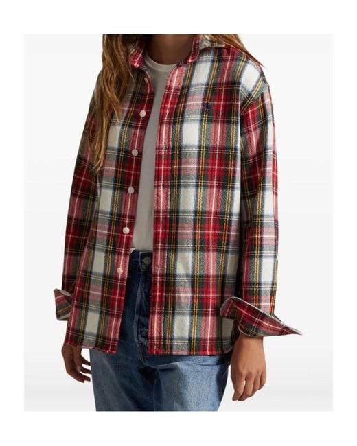 Polo Ralph Lauren Red Checked Curved Hem Shirt