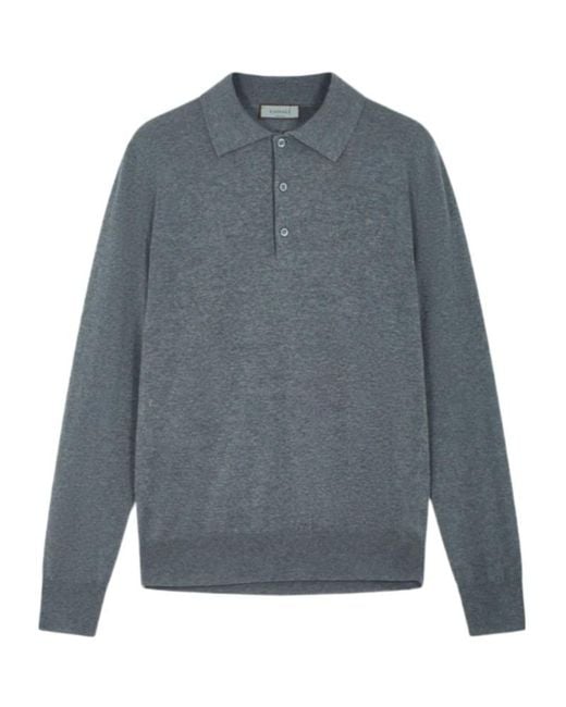 Canali Gray Long-Sleeve Polo Shirt for men