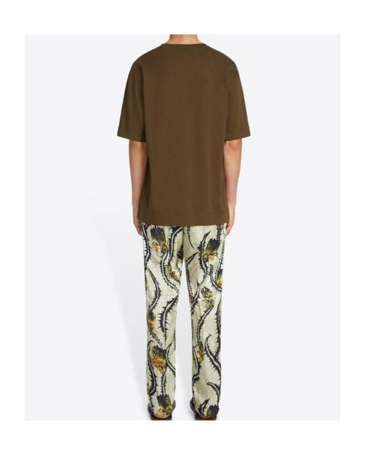 Dries Van Noten Green Boxy Crewneck T-Shirt for men
