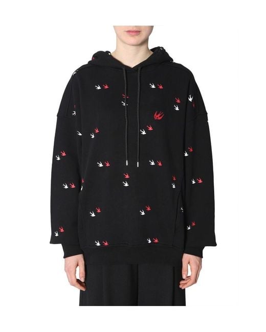 McQ Alexander McQueen Black Swallow Printed Sweater