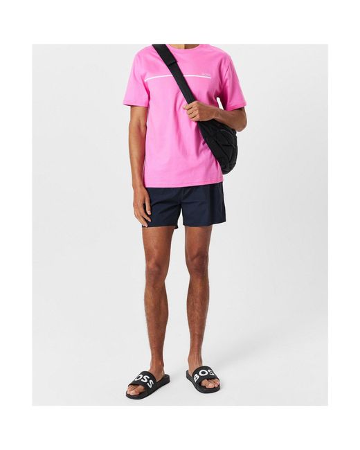 Boss Pink Logo Crew-Neck T-Shirt for men