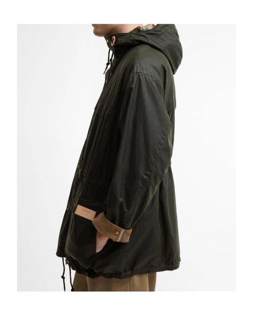 Barbour Black X Paul Smith Hooded Drawstring Jacket for men