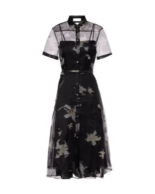 Altuzarra Black Kiera Floral Silk Midi Dress