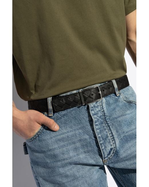 Bottega Veneta White Intrecciato Reversible Buckled Belt for men