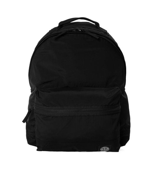 Stone Island Black Lightweight Fabric Backpack for men