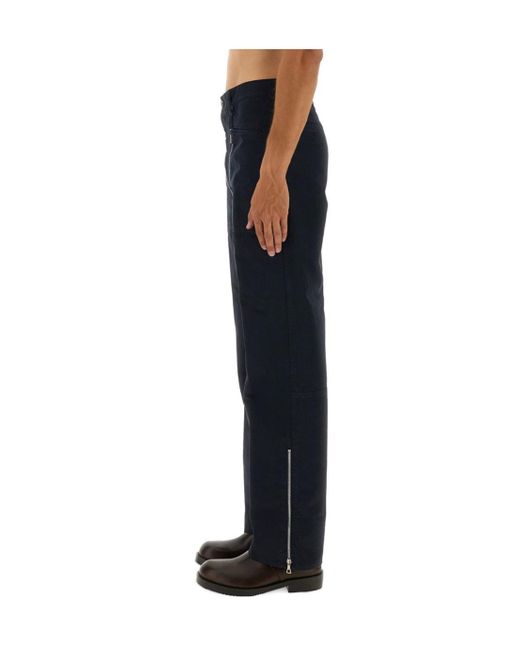 Dries Van Noten Blue Zip-Detailed Straight-Leg Trousers for men