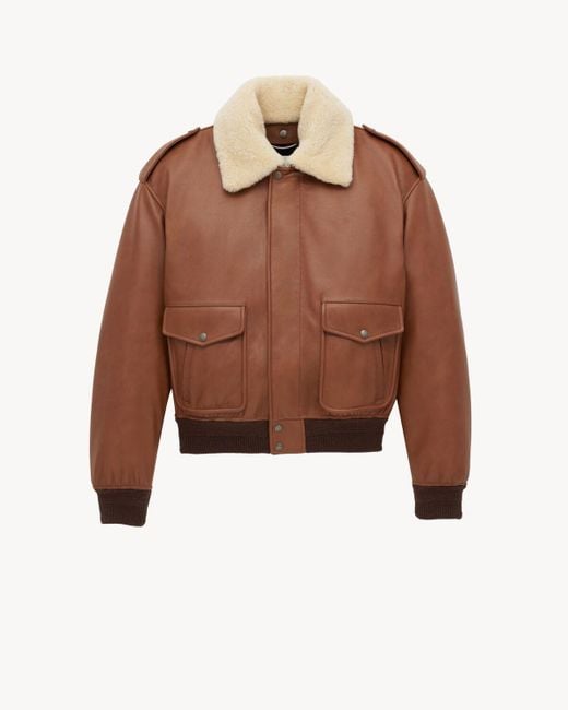 Saint Laurent Brown Bomber Jacket