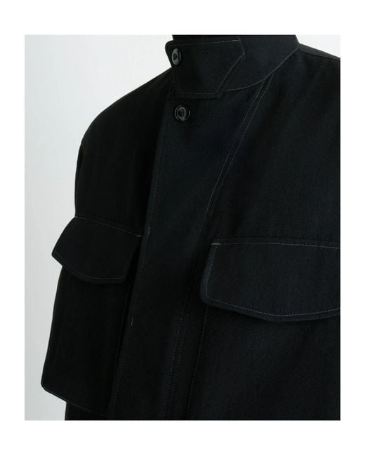 Lemaire Black Long-Sleeved Buttoned-Cuff Pocket Overshirt for men