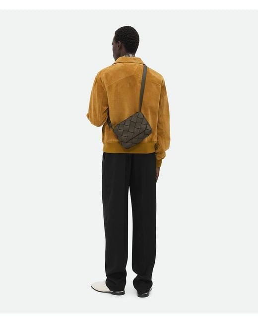 Bottega Veneta Black Diago Intreccio Crossbody Bag for men