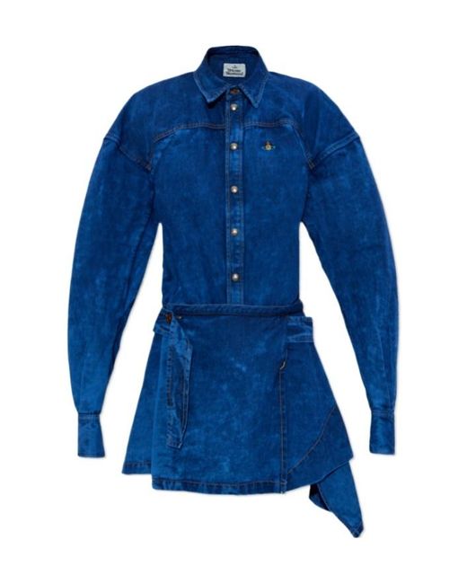 Vivienne Westwood Blue Meghan Asymmetric Faded Mini Dress