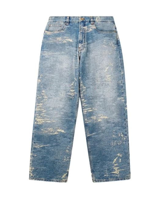 Emporio Armani Blue 5-Pocket Pants Denim With A Distressed Stone Washed Effect for men