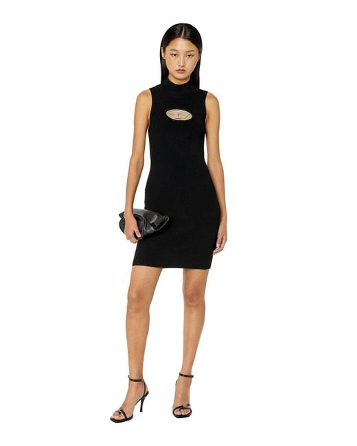 DIESEL Blue M-Onerva Logo-Plaque Dress