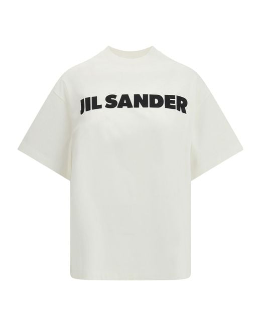 Jil Sander White Logo-Printed Crewneck T-Shirt