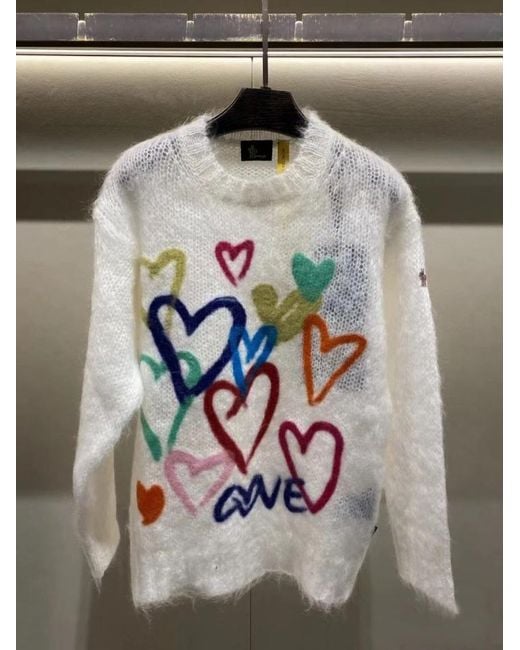 Moncler White Love Details Wool Pullover