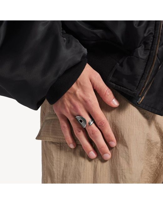 Balenciaga White Logo Detailed Ring for men