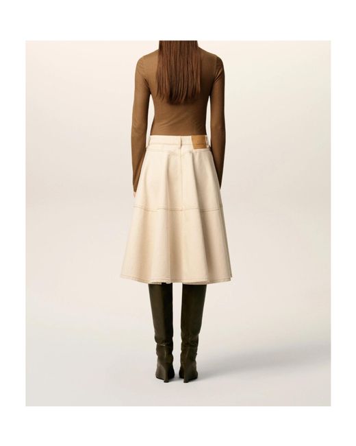 AMI Natural Cotton Midi Skirt