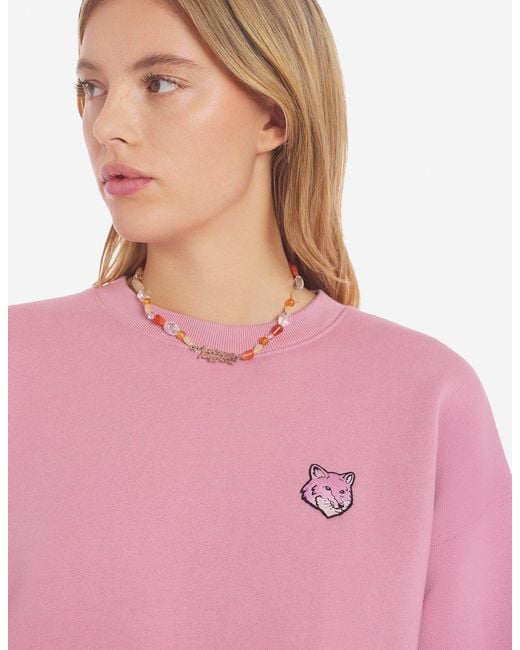 Maison Kitsuné Pink Maison Kitsuné Bold Fox Head Patch Crewneck Sweatshirt