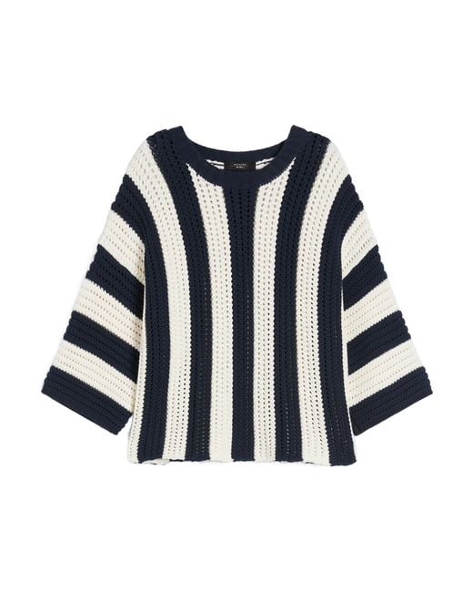 Weekend by Maxmara Blue Cotton Yarn Jumper